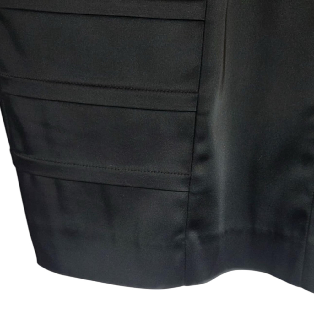 Calvin Klein Sculpted Black Satin Pencil Skirt, L, Panel Side Detail - Picture 6 of 13